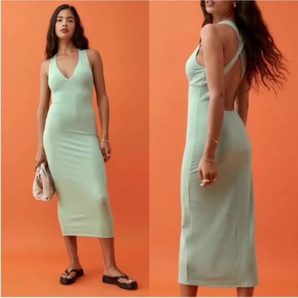 Reformation Ashlee Midi Dress XL Strappy Open Back Minimalist Modern Soft Glam - Picture 13 of 13